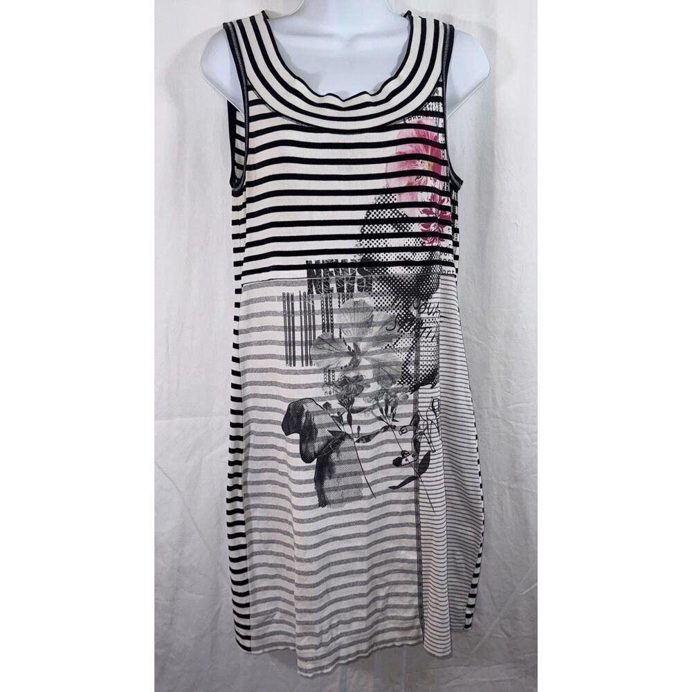 Marc Cain Sport Stretch Tank Dress Dachshund Lady Flower Novelty No Sz Tag FLAW